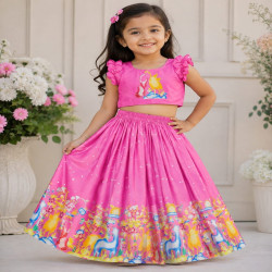 Girls Designer Printed Lehenga Choli Set